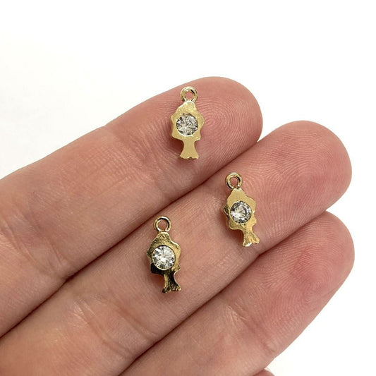 Altın Kaplama Zirkon Taşlı Balık Sallantı Aparatı