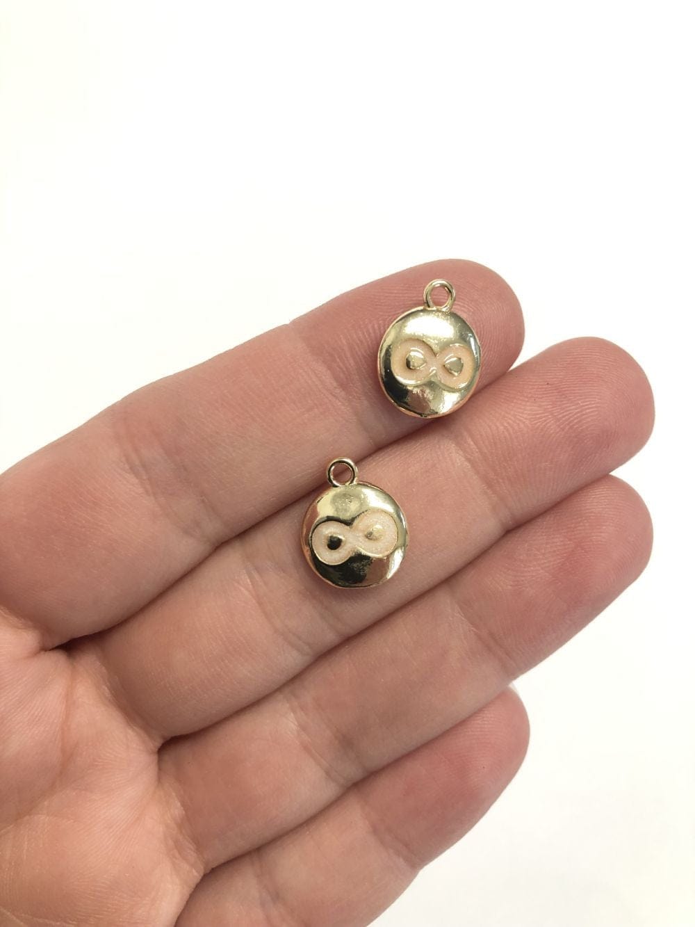 Brass Gold Plated Enameled Infinity Rocker - Pearlescent