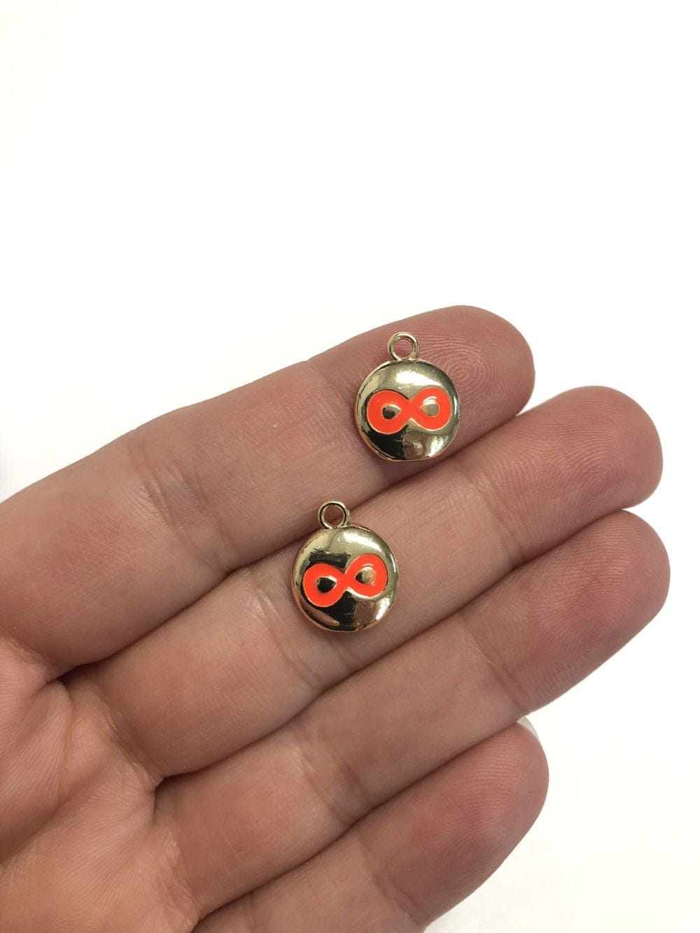 Pirinç Altın Kaplama Mineli Sonsuzluk Sallantı Aparatı - Neon Turuncu