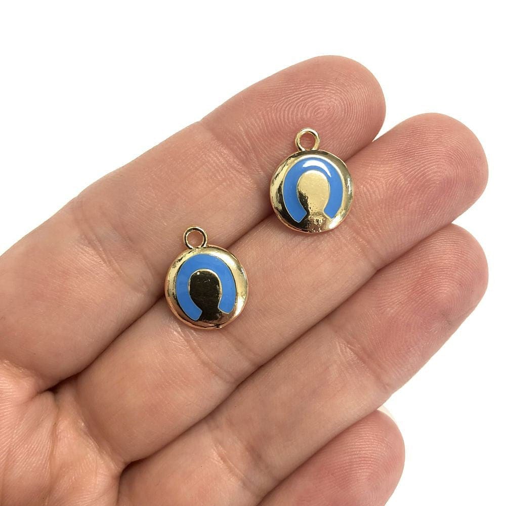 Pirinç Altın Kaplama Mineli Nal Sallantı Aparatı - Mavi