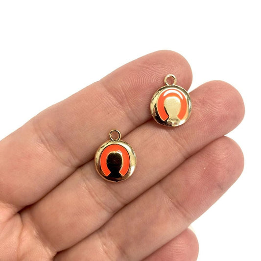 Pirinç Altın Kaplama Mineli Nal Sallantı Aparatı - Neon Turuncu