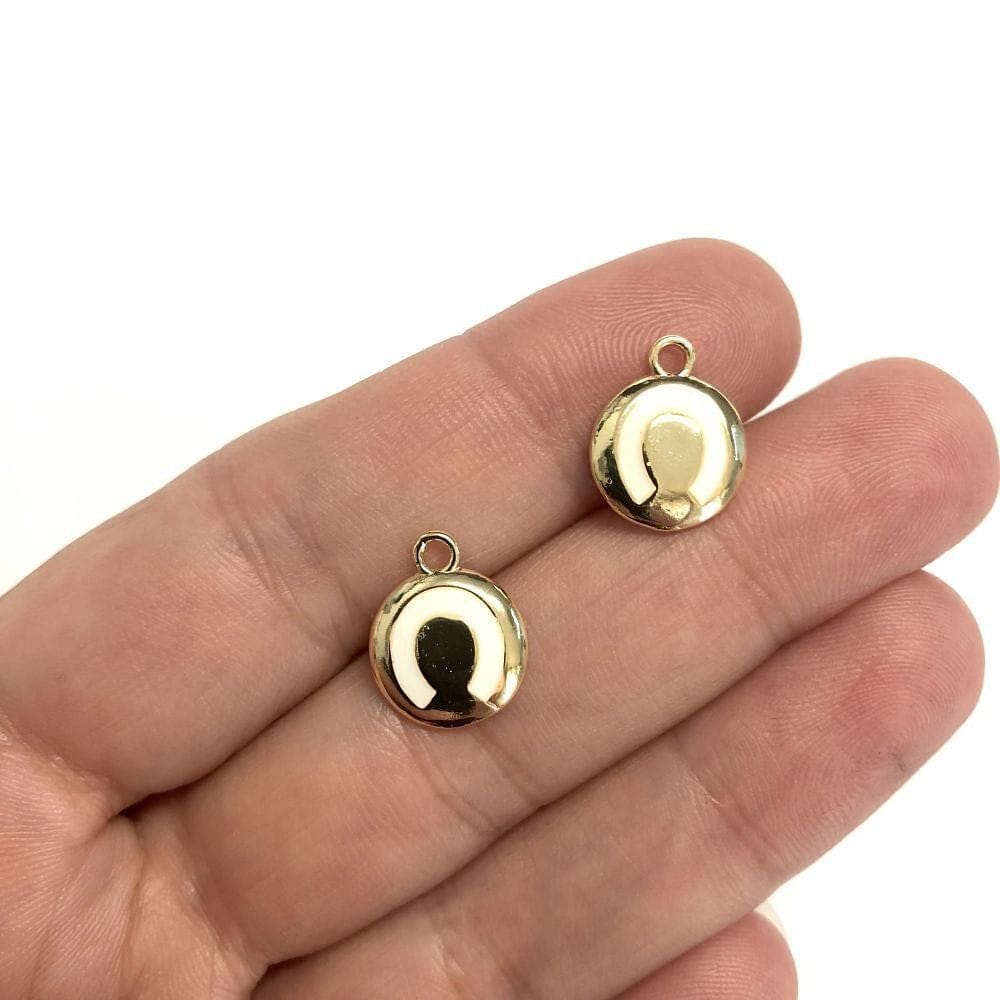 Pirinç Altın Kaplama Mineli Nal Sallantı Aparatı - Beyaz