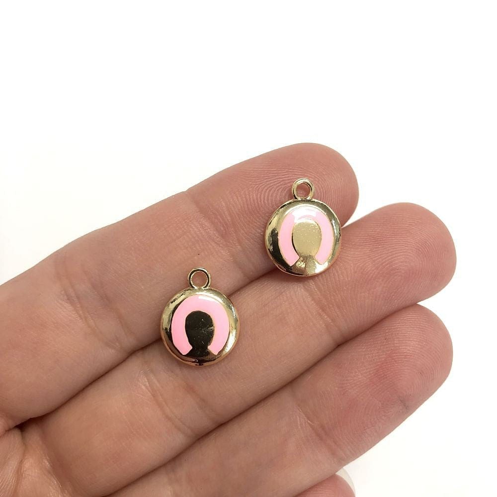 Pirinç Altın Kaplama Mineli Nal Sallantı Aparatı - Pembe