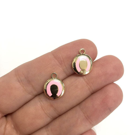 Pirinç Altın Kaplama Mineli Nal Sallantı Aparatı - Pembe