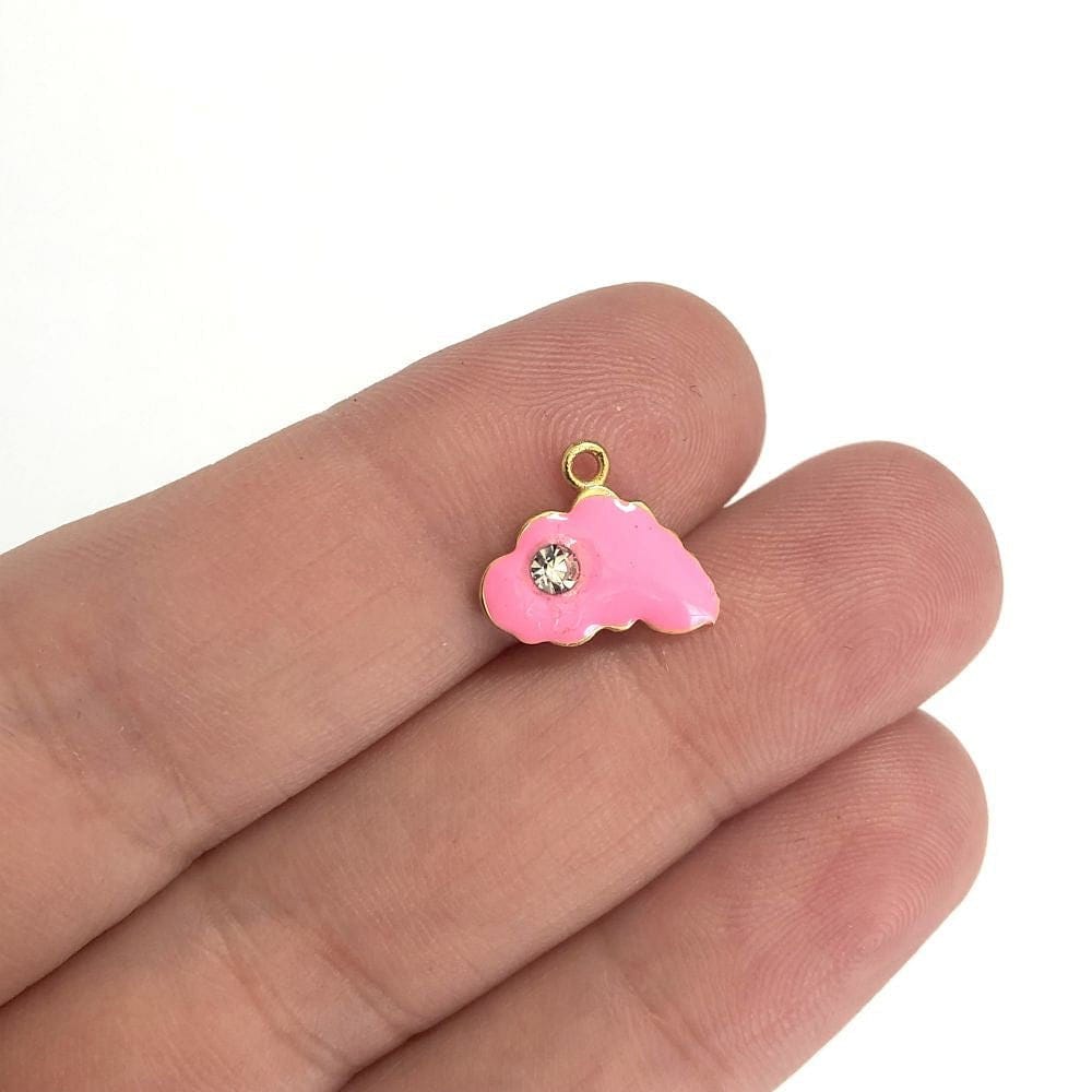 Altın Kaplama Mineli Zirkon Taşlı Bulut Sallantı Aparatı - Pembe