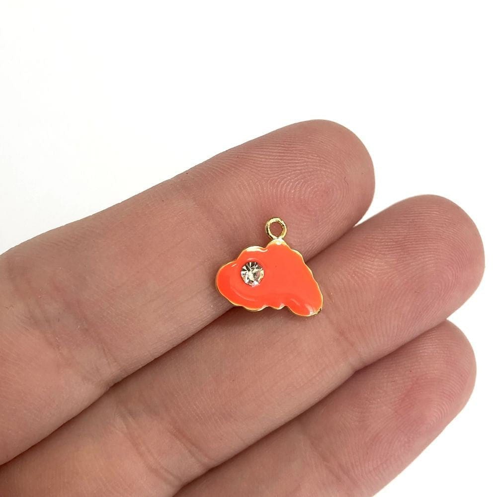 Vergoldeter, emaillierter Zirkon-Steinwolken-Schüttelapparat - Neonorange