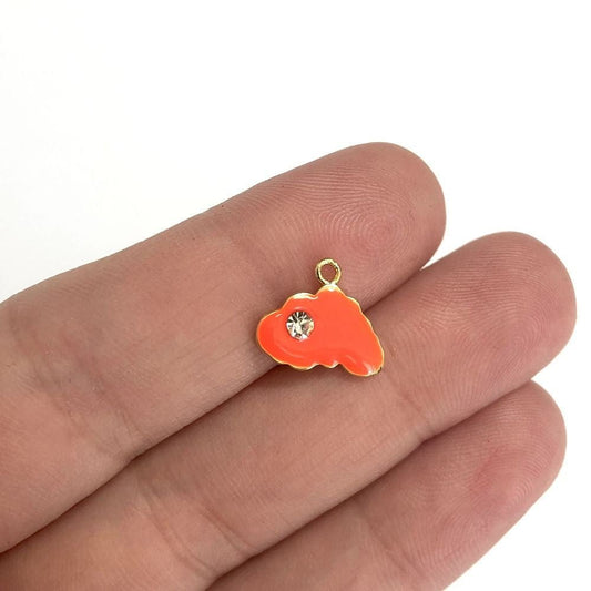 Gold Plated Enameled Zircon Stone Cloud Shaking Apparatus - Neon Orange