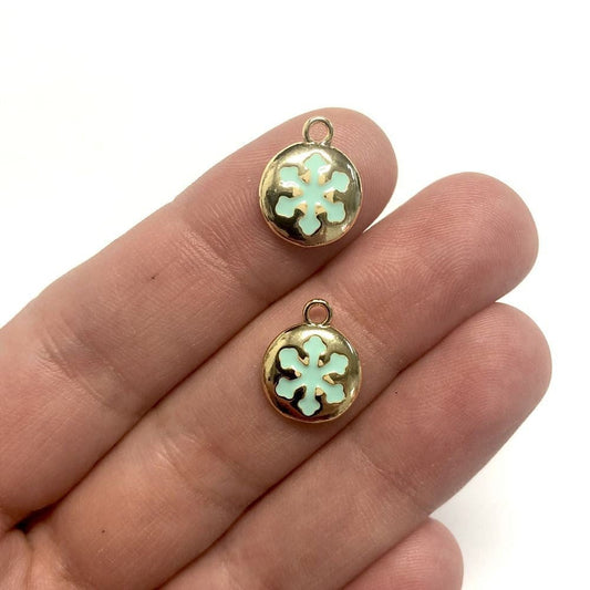 Pirinç Altın Kaplama Mineli Kar Tanesi Sallantı Aparatı - Mint