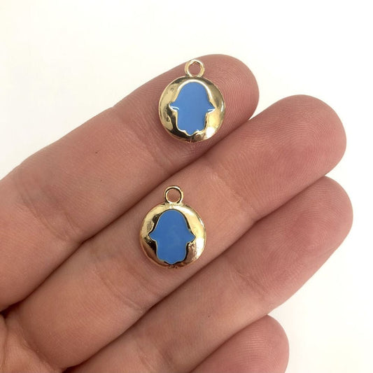 Pirinç Altın Kaplama Mineli Fatma Ana Eli Sallantı Aparatı - Mavi