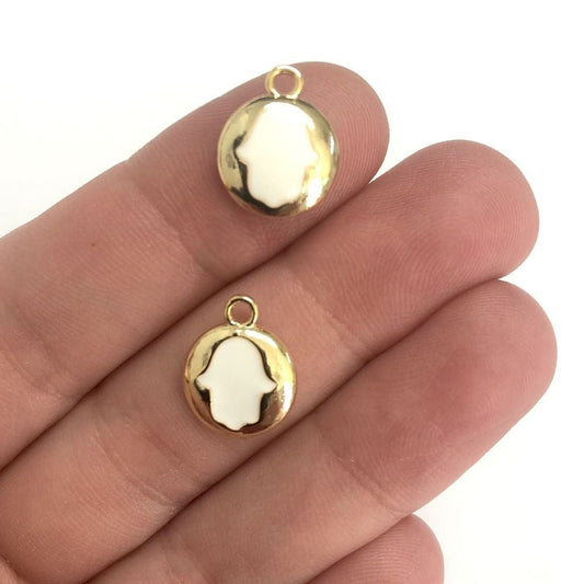 Pirinç Altın Kaplama Mineli Fatma Ana Eli Sallantı Aparatı - Beyaz