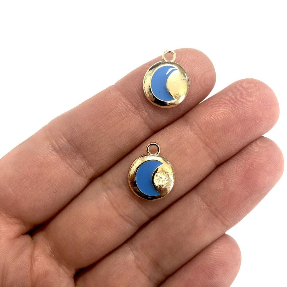 Pirinç Altın Kaplama Mineli Hilal Sallantı Aparatı - Mavi