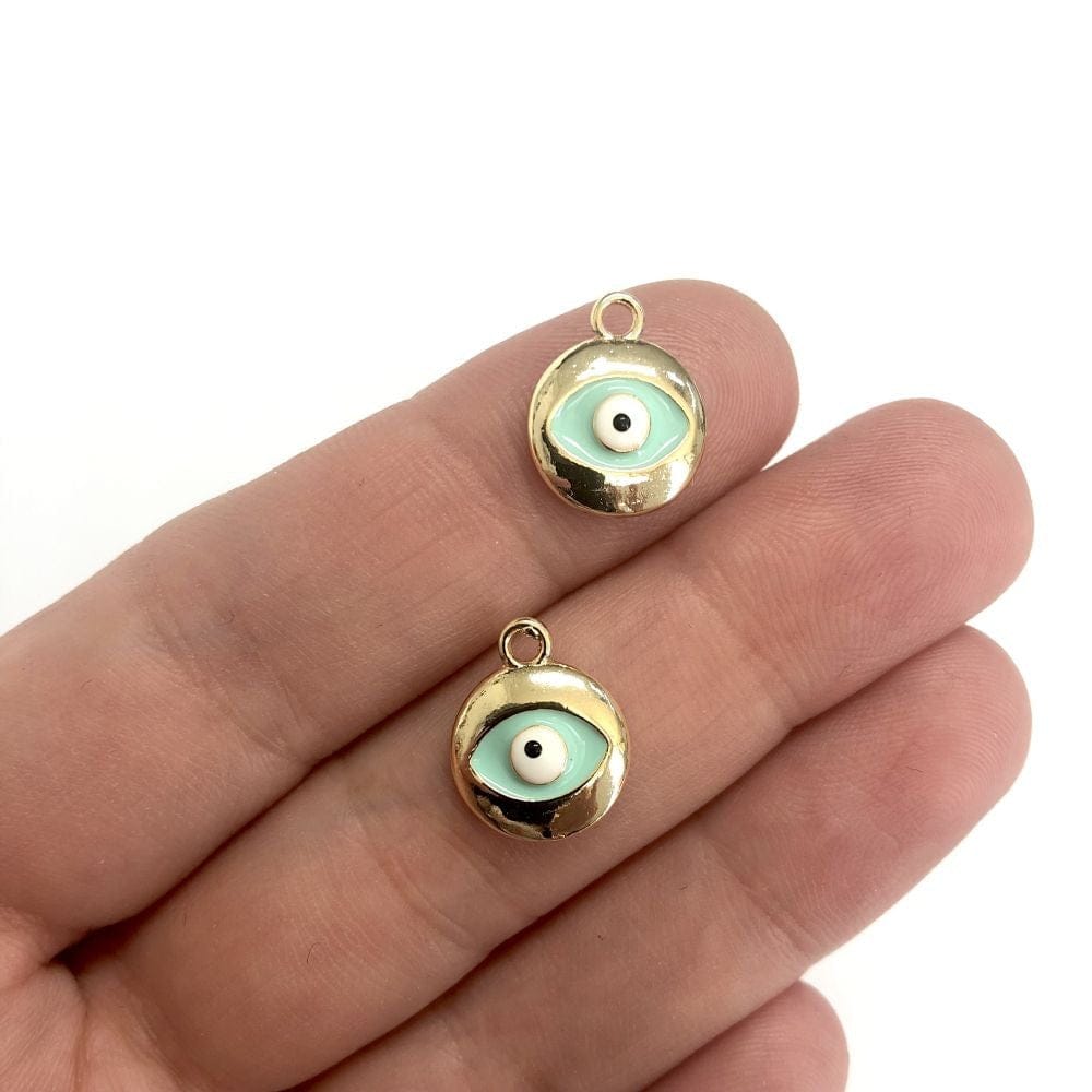 Pirinç Altın Kaplama Mineli Nazar Göz Sallantı Aparatı-Mint