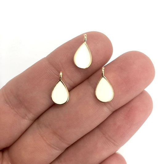 Altın Kaplama Mineli Damla Sallantı Aparatı - Beyaz