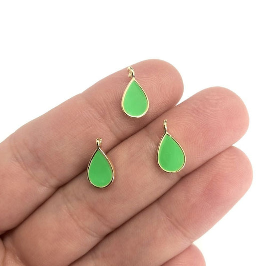 Altın Kaplama Mineli Damla Sallantı Aparatı - Neon Yeşil