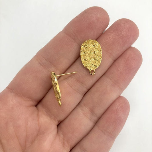 Pirinç Üzeri Altın Kaplama Elips Küpe Apartı