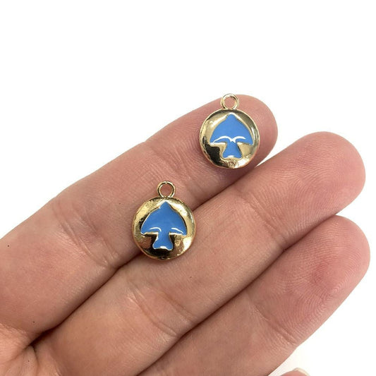 Brass Gold Plated Enamel Bird Shaking Attachment Blue