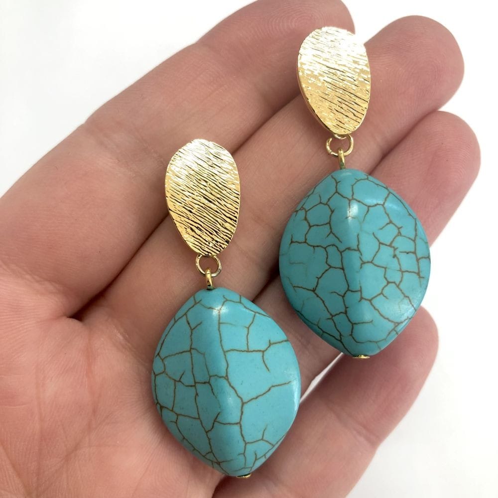 Pirinç Üzeri Altın Kaplama Elips Küpe Apartı - 2