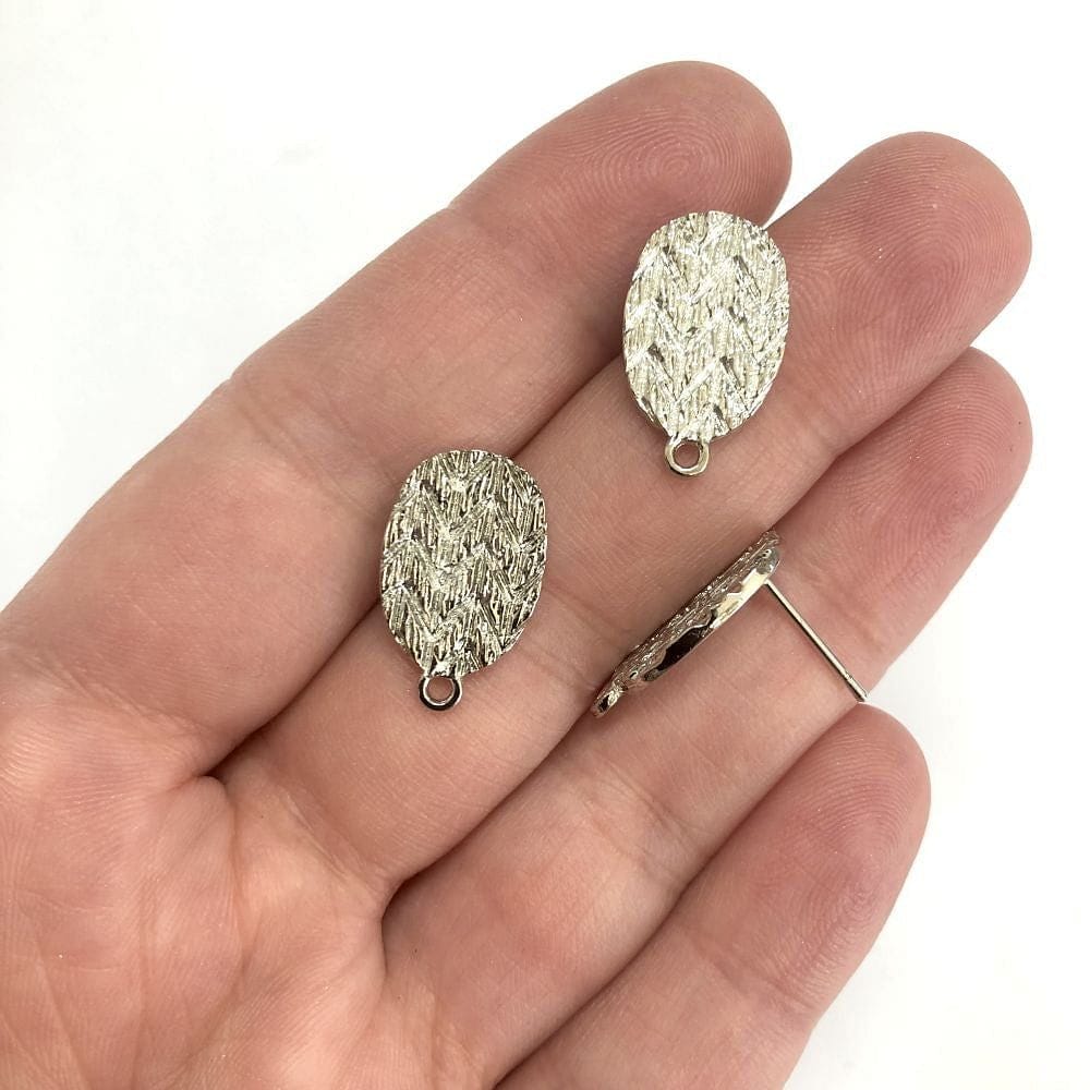 Pirinç Üzeri Rodyum Kaplama Elips Küpe Aparatı - 1