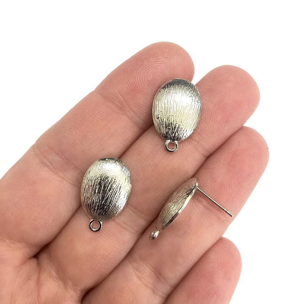 Pirinç Üzeri Rodyum Kaplama Elips Küpe Aparatı - 4