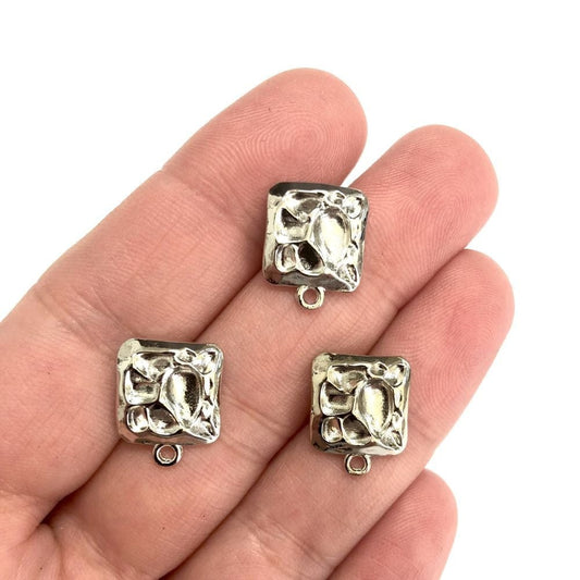 Pirinç Üzeri Rodyum Kaplama Kare Küpe Aparatı