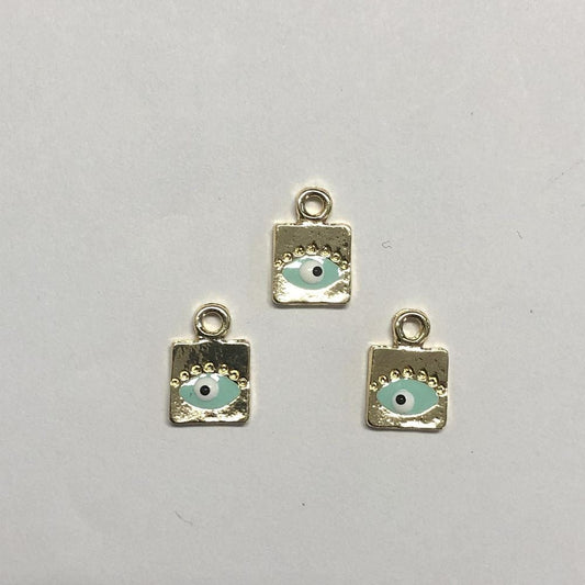 Gold Plated Square Evil Eye Shaking Apparatus - Mint