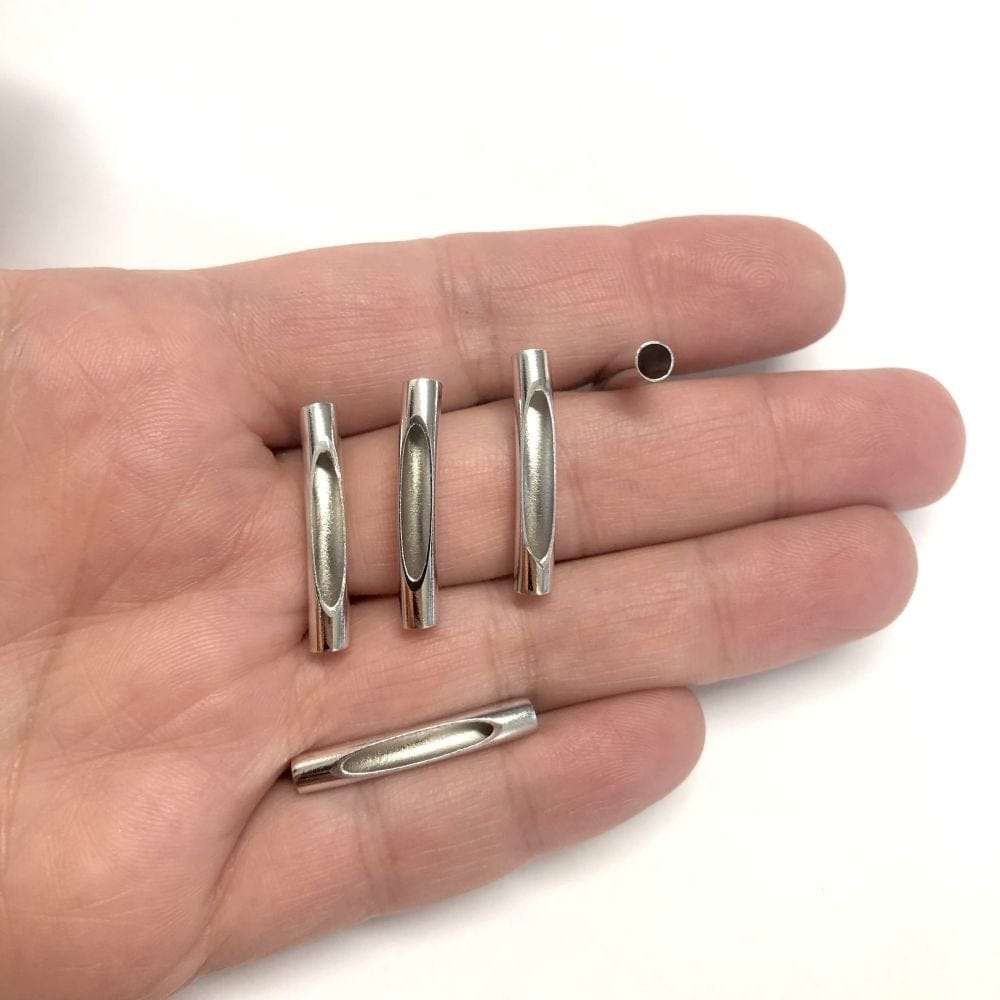 Rhodium Plated Carniary Pipe Intermediate Apparatus 26x4mm