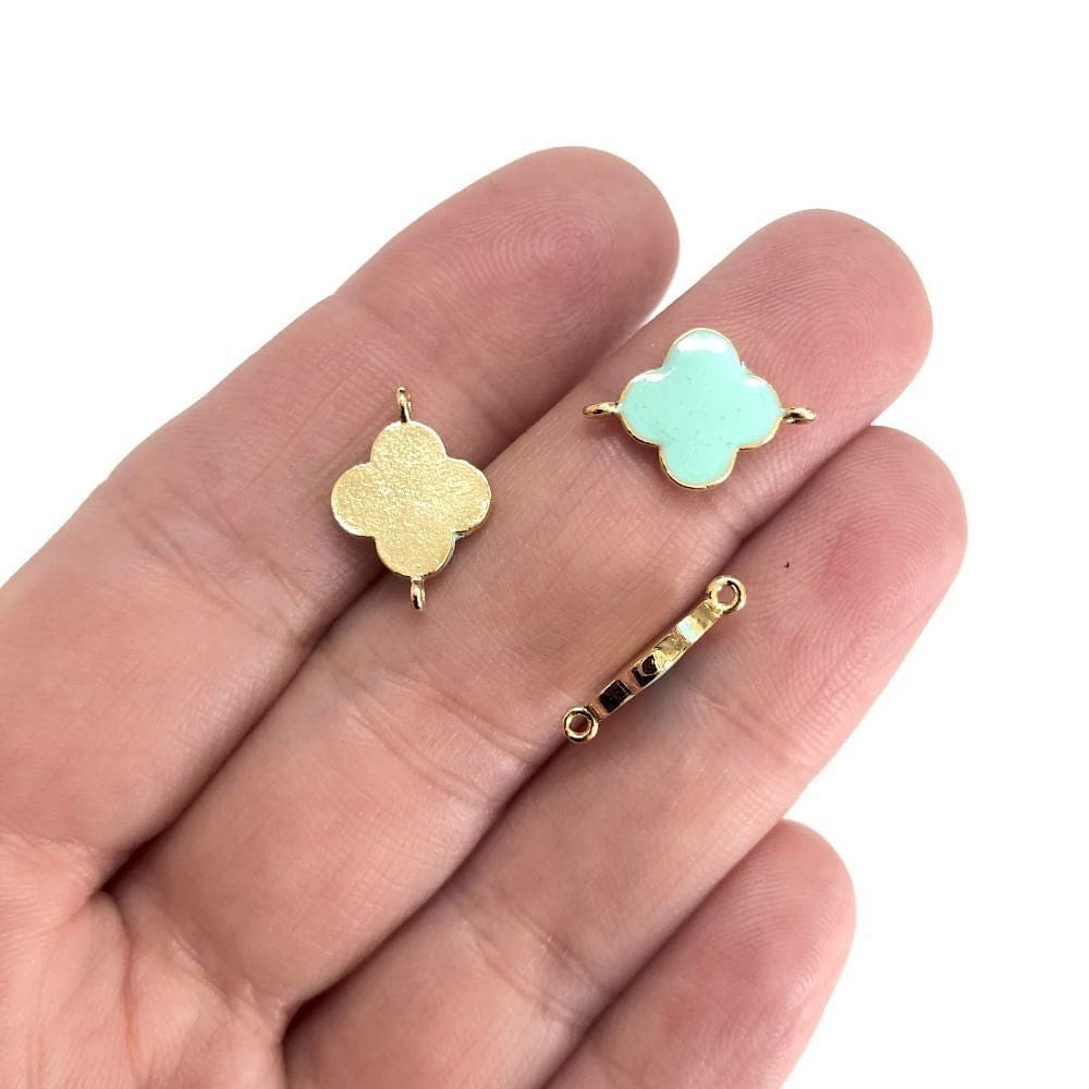 Gold Plated Enamel Clover Bracelet Apparatus -Mint