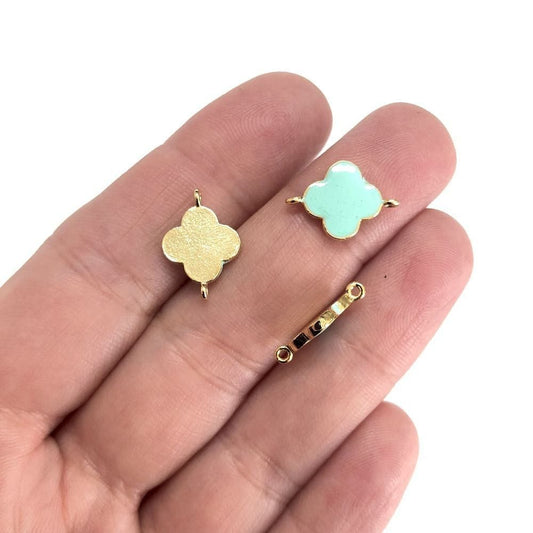 Altın Kaplama Mineli Yonca Bileklik Aparatı -Mint