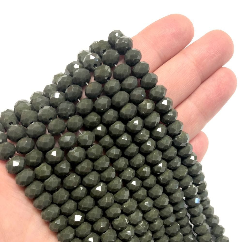 Kristal Boncuk, Çin Kristali-8mm-15 (Haki)