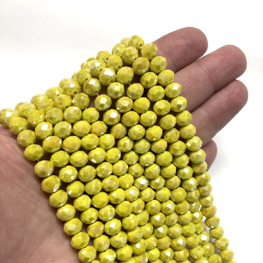 Kristal Boncuk, Çin Kristali-8mm-21 (Parlak Limon Sarısı)