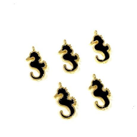 Altın Kaplama Mineli Deniz Atı Sallantı Aparatı - Siyah