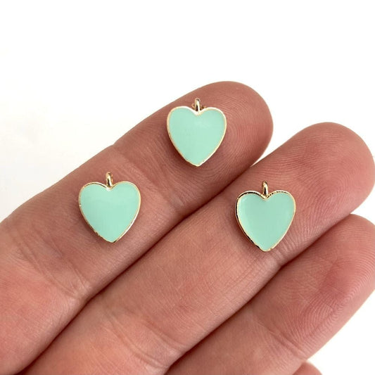 Gold Plated Enamel Heart Shaking Apparatus - Mint