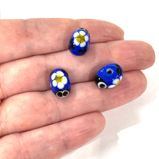 Murano Glass Ladybug Navy Blue