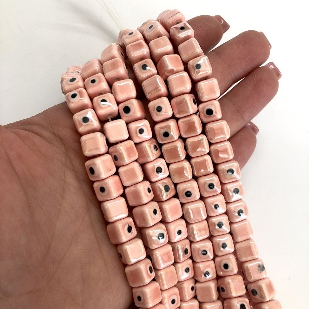 8x8mm Cube Ceramic Bead - Salmon