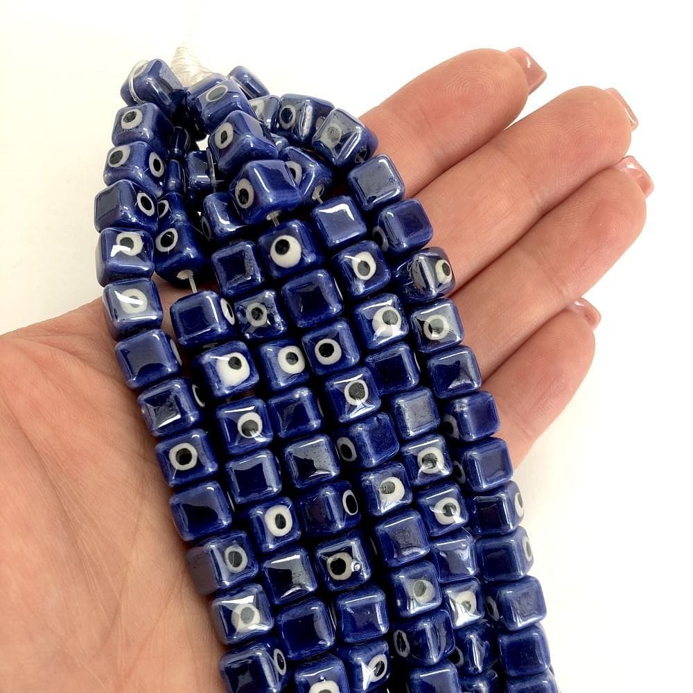 8x8mm Cube Ceramic Bead - Navy Blue
