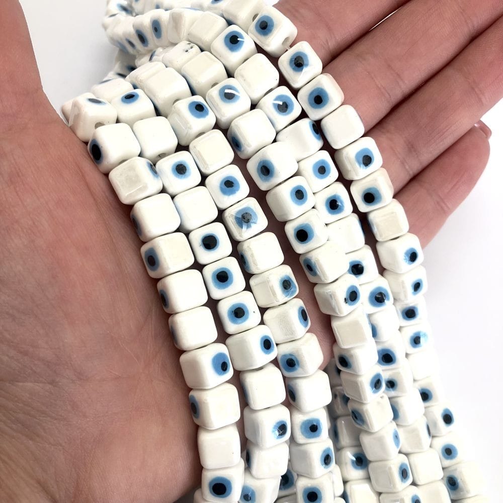 8x8mm Cube Ceramic Bead - White