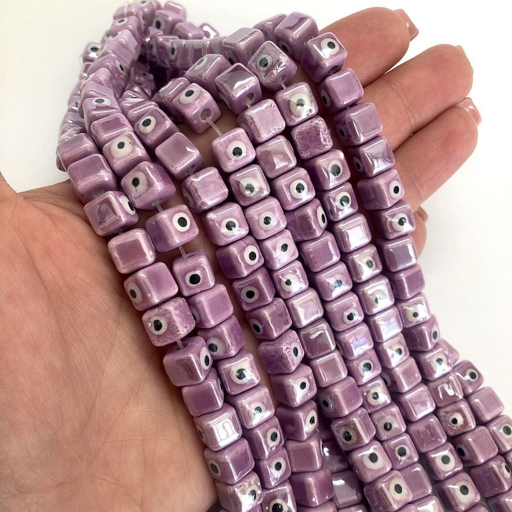 8x8mm Cube Ceramic Bead - Lilac