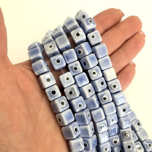 10x10mm Küp Seramik Boncuk - Leylak