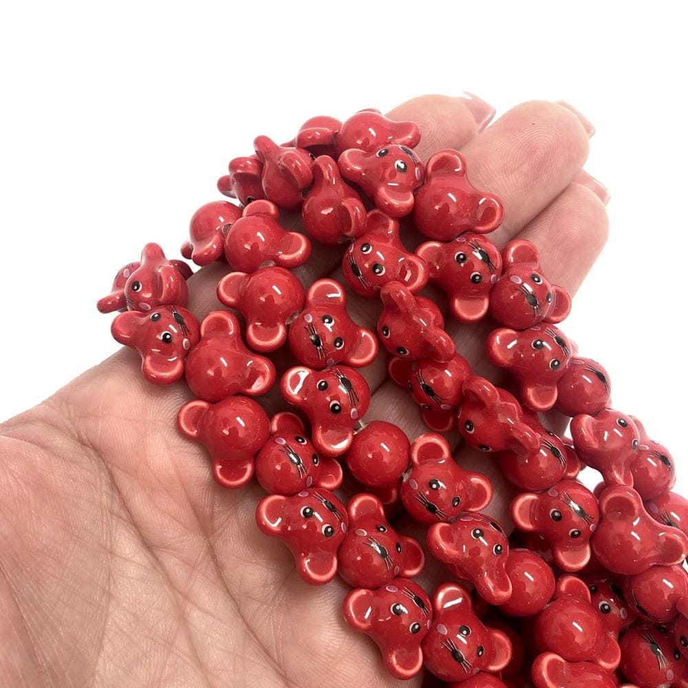 Fare Seramik Boncuk - Kırmızı