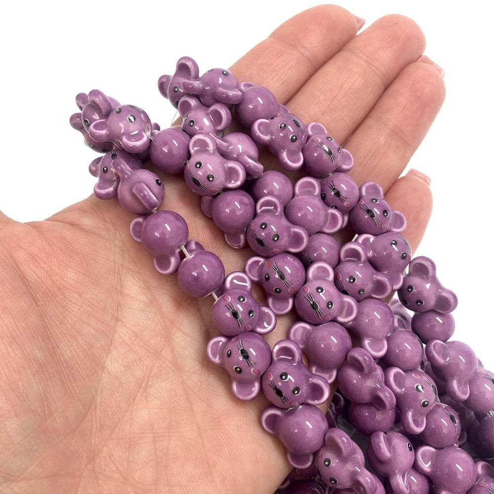 Mouse Ceramic Bead - Lilac