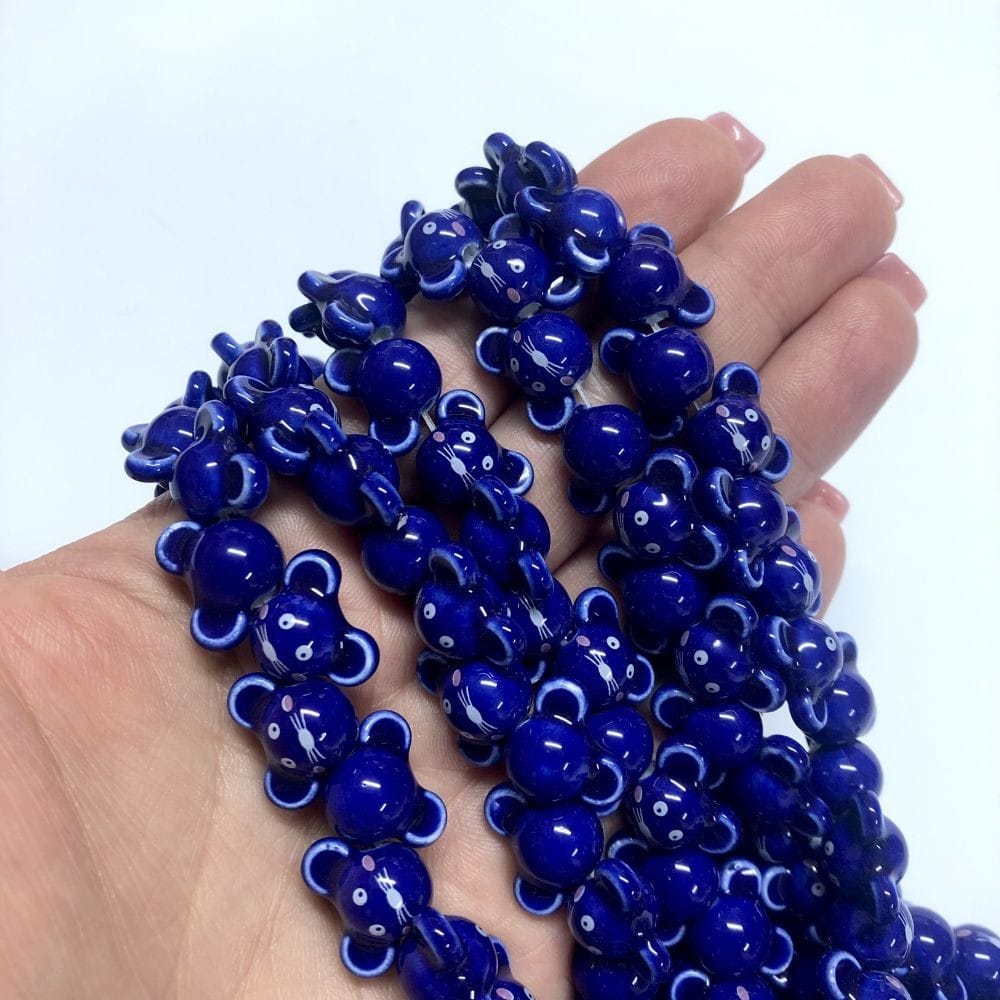 Mouse Ceramic Bead - Navy Blue