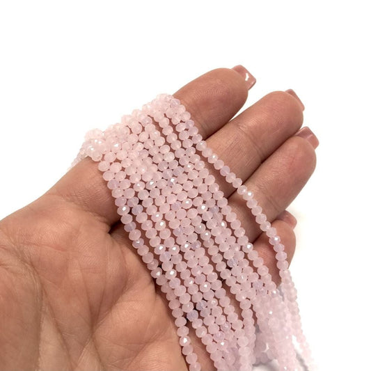 Kristal Boncuk, Çin Kristali-3mm-45-Buzlu Şeker Pembe