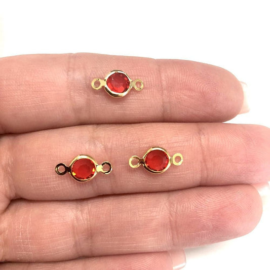Gold Plated Bidirectional Glass Bracelet Attachment Small - Red