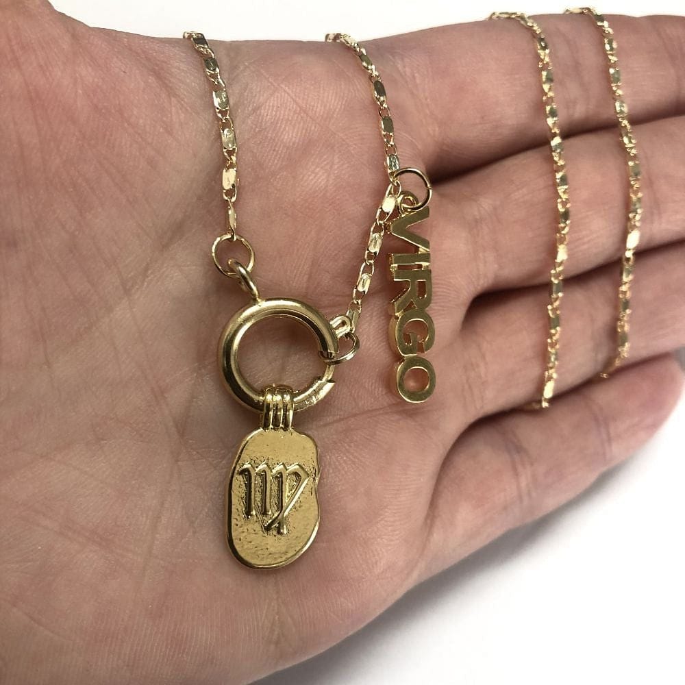 Pirinç Altın Kaplama Burç Sembolü Kolye Ucu - Başak