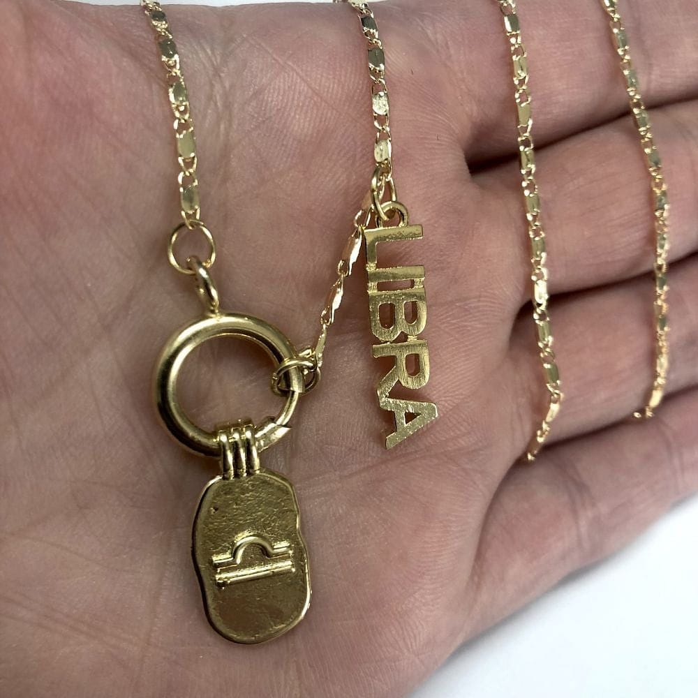 Pirinç Altın Kaplama Burç Sembolü Kolye Ucu - Terazi