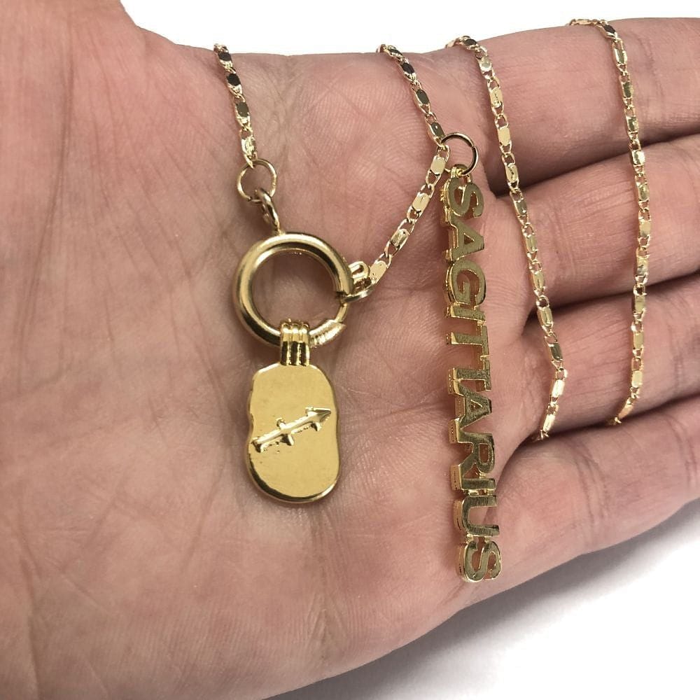 Pirinç Altın Kaplama Burç Sembolü Kolye Ucu - Yay