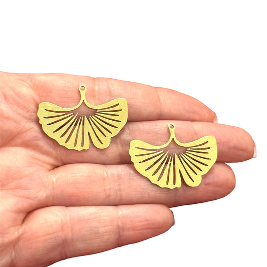 Ham Pirinç Ginkgo Yaprağı (Raw Brass Ginkgo Leaf Charms)