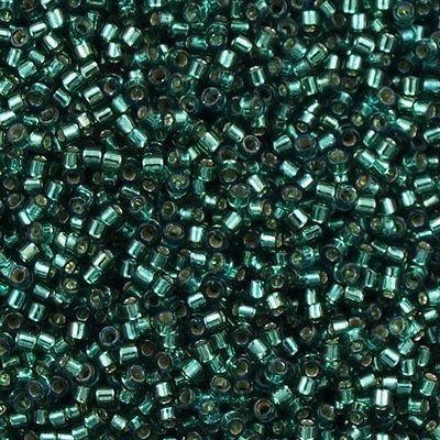 Miyuki-Perlen, Miyuki Delica 11/0 DB0607 Silber gefüttert blaugrün gefärbt