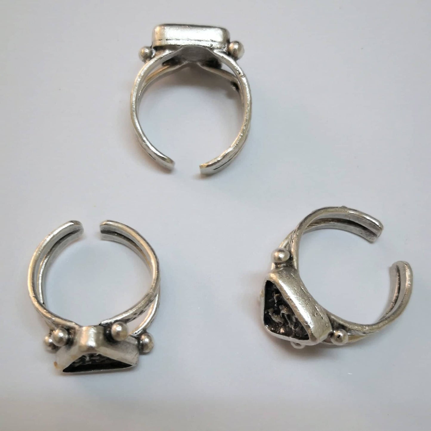 Antique Silver Plated Brass Ring - 35