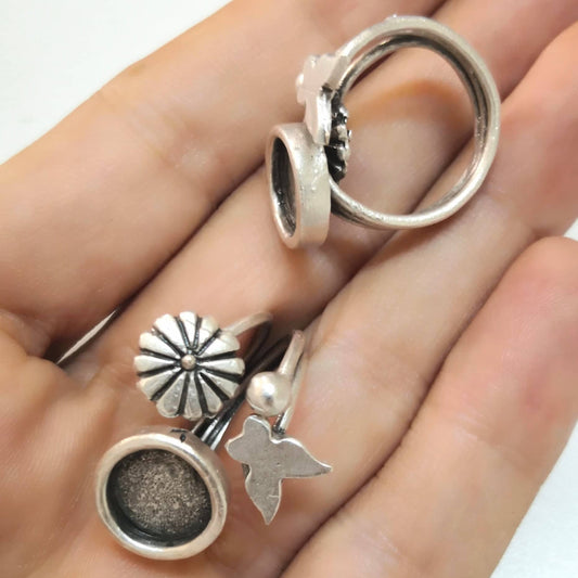 Antik versilberter Messingring - 37